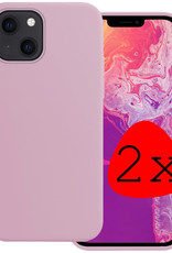 BASEY. Hoes Geschikt voor iPhone 14 Hoesje Siliconen Back Cover Case - Hoesje Geschikt voor iPhone 14 Hoes Cover Hoesje - Lila - 2 Stuks