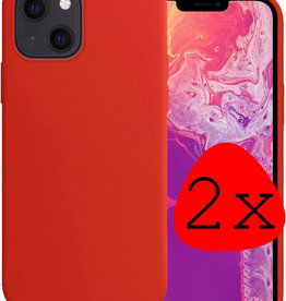 BASEY. iPhone 14 Hoesje Siliconen - Rood - 2 PACK