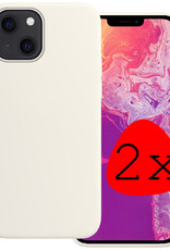 BASEY. Hoes Geschikt voor iPhone 14 Hoesje Siliconen Back Cover Case - Hoesje Geschikt voor iPhone 14 Hoes Cover Hoesje - Wit - 2 Stuks