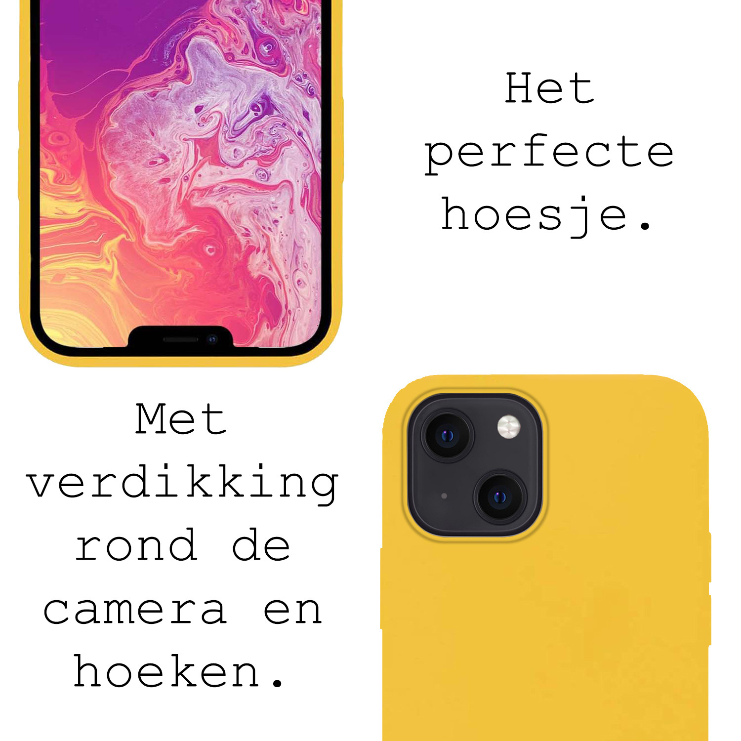 BASEY. Hoes Geschikt voor iPhone 14 Plus Hoesje Siliconen Back Cover Case - Hoesje Geschikt voor iPhone 14 Plus Hoes Cover Hoesje - Geel - 2 Stuks