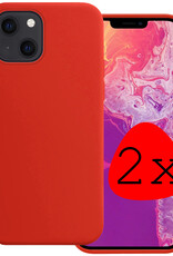 BASEY. Hoes Geschikt voor iPhone 14 Plus Hoesje Siliconen Back Cover Case - Hoesje Geschikt voor iPhone 14 Plus Hoes Cover Hoesje - Rood - 2 Stuks