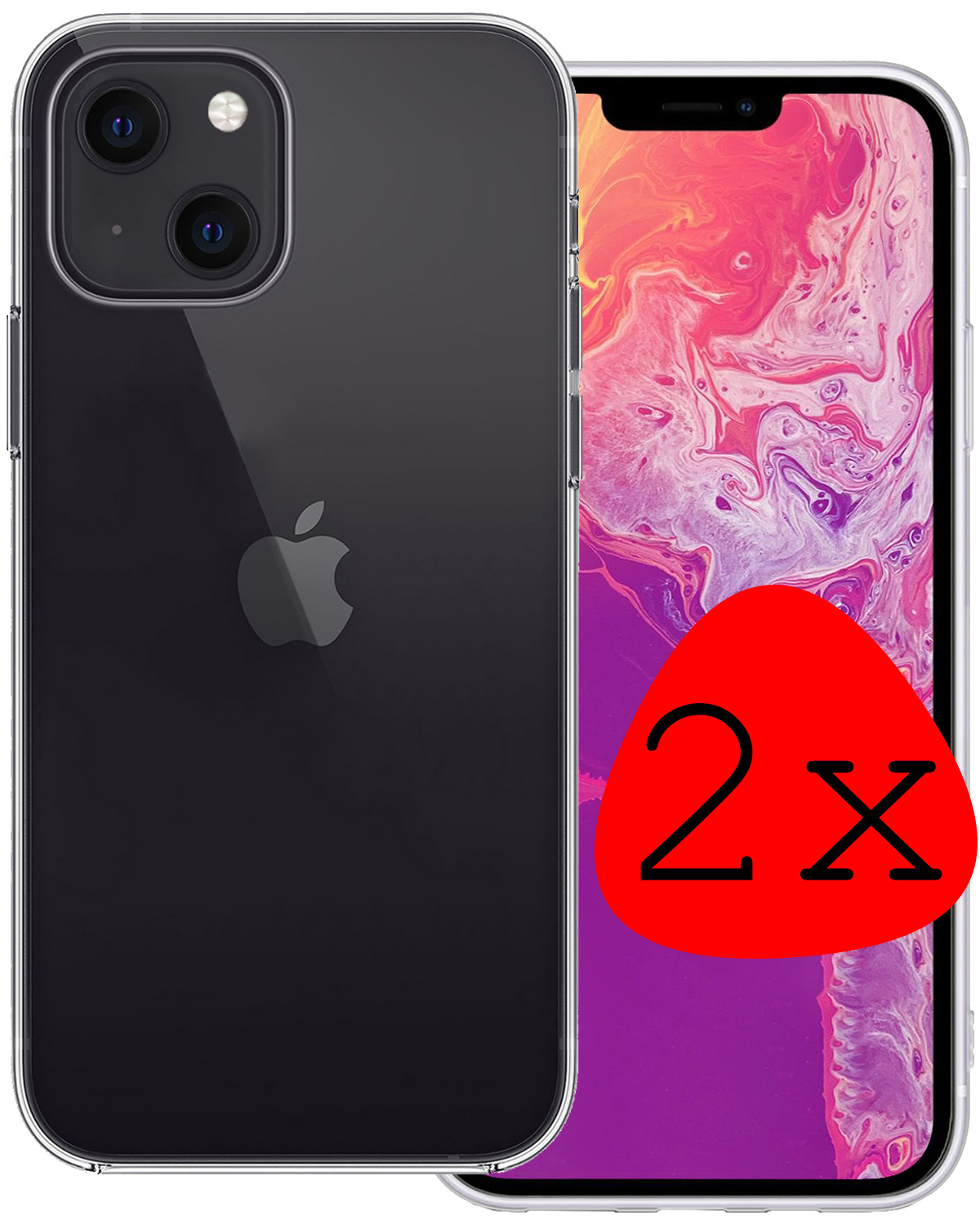 BASEY. Hoes Geschikt voor iPhone 14 Plus Hoesje Siliconen Back Cover Case - Hoesje Geschikt voor iPhone 14 Plus Hoes Cover Hoesje - Transparant - 2 Stuks