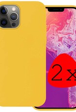 BASEY. Hoes Geschikt voor iPhone 14 Pro Hoesje Siliconen Back Cover Case - Hoesje Geschikt voor iPhone 14 Pro Hoes Cover Hoesje - Geel - 2 Stuks