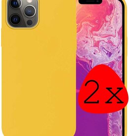 BASEY. iPhone 14 Pro Hoesje Siliconen - Geel - 2 PACK