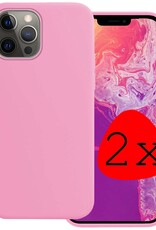 BASEY. Hoes Geschikt voor iPhone 14 Pro Hoesje Siliconen Back Cover Case - Hoesje Geschikt voor iPhone 14 Pro Hoes Cover Hoesje - Lichtroze - 2 Stuks