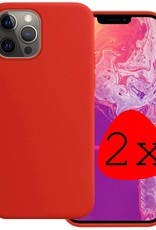 BASEY. Hoes Geschikt voor iPhone 14 Pro Hoesje Siliconen Back Cover Case - Hoesje Geschikt voor iPhone 14 Pro Hoes Cover Hoesje - Rood - 2 Stuks