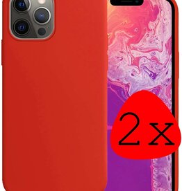 BASEY. iPhone 14 Pro Hoesje Siliconen - Rood - 2 PACK