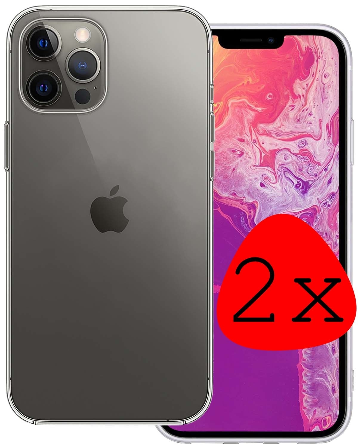 BASEY. Hoes Geschikt voor iPhone 14 Pro Hoesje Siliconen Back Cover Case - Hoesje Geschikt voor iPhone 14 Pro Hoes Cover Hoesje - Transparant - 2 Stuks