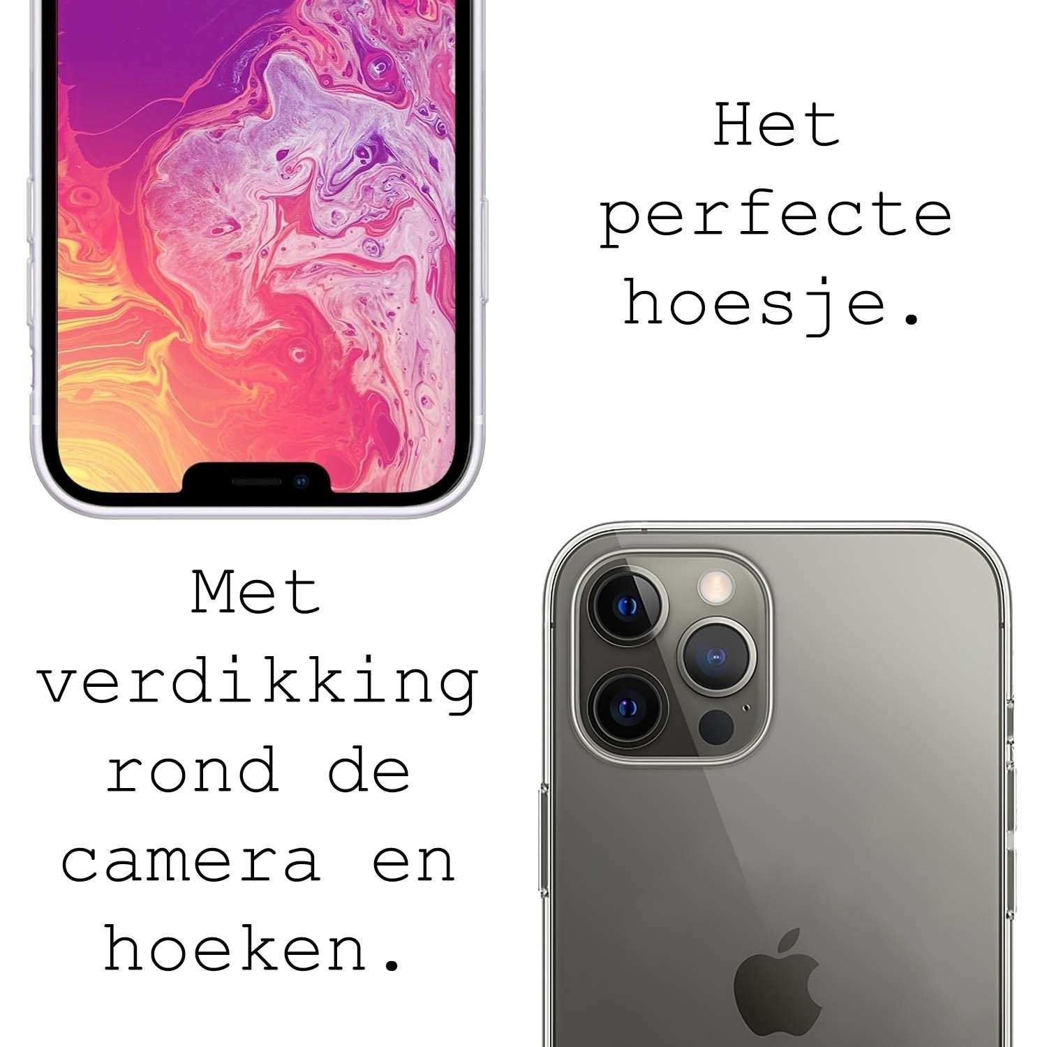 BASEY. Hoes Geschikt voor iPhone 14 Pro Hoesje Siliconen Back Cover Case - Hoesje Geschikt voor iPhone 14 Pro Hoes Cover Hoesje - Transparant - 2 Stuks