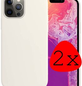 BASEY. iPhone 14 Pro Hoesje Siliconen - Wit - 2 PACK