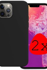 BASEY. Hoes Geschikt voor iPhone 14 Pro Hoesje Siliconen Back Cover Case - Hoesje Geschikt voor iPhone 14 Pro Hoes Cover Hoesje - Zwart - 2 Stuks
