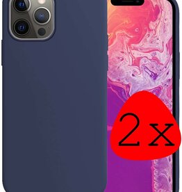 BASEY. iPhone 14 Pro Max Hoesje Siliconen - Donkerblauw - 2 PACK