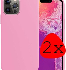 BASEY. iPhone 14 Pro Max Hoesje Siliconen - Lichtroze - 2 PACK