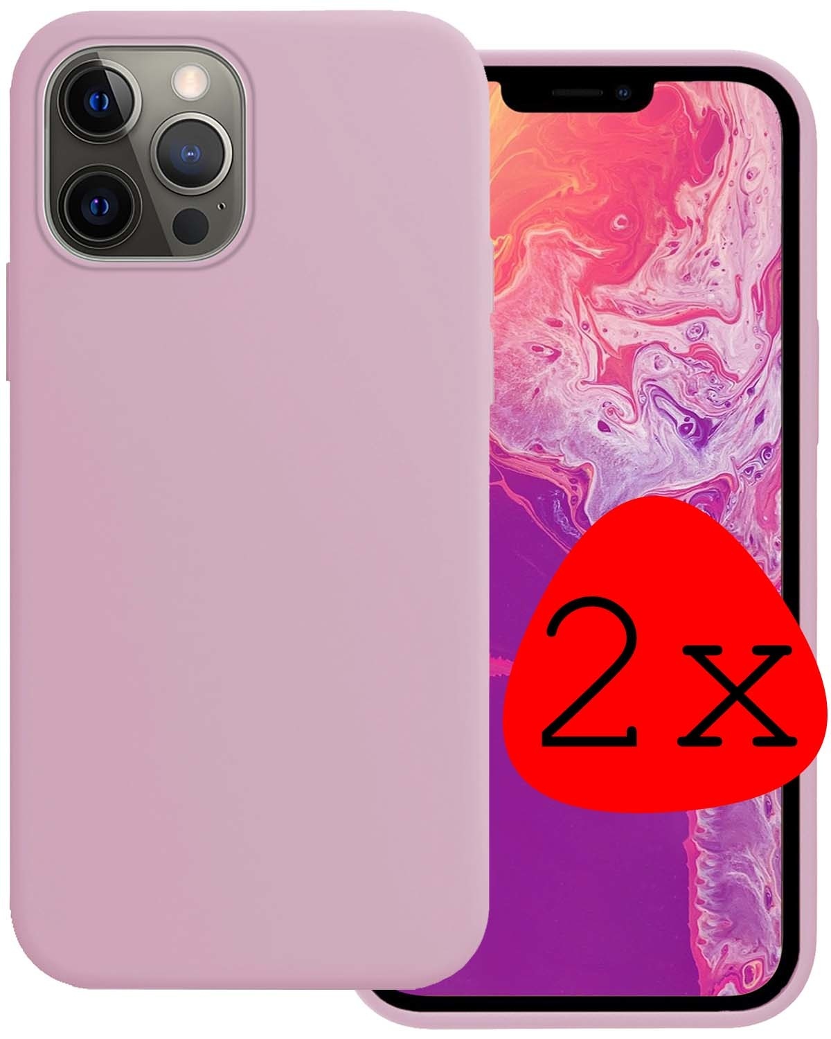 BASEY. Hoes Geschikt voor iPhone 14 Pro Max Hoesje Siliconen Back Cover Case - Hoesje Geschikt voor iPhone 14 Pro Max Hoes Cover Hoesje - Lila - 2 Stuks