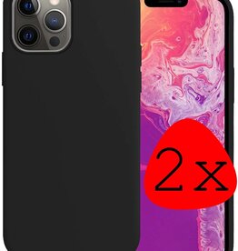 BASEY. iPhone 14 Pro Max Hoesje Siliconen - Zwart - 2 PACK