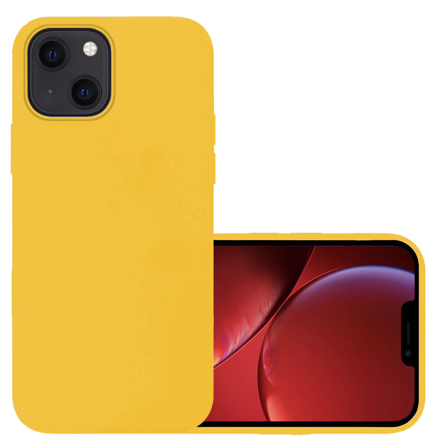 NoXx Hoes Geschikt voor iPhone 14 Hoesje Cover Siliconen Back Case Hoes - Geel