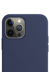 Hoes Geschikt voor iPhone 14 Pro Hoesje Cover Siliconen Back Case Hoes - Donkerblauw