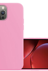 Hoes Geschikt voor iPhone 14 Pro Hoesje Cover Siliconen Back Case Hoes - Lichtroze