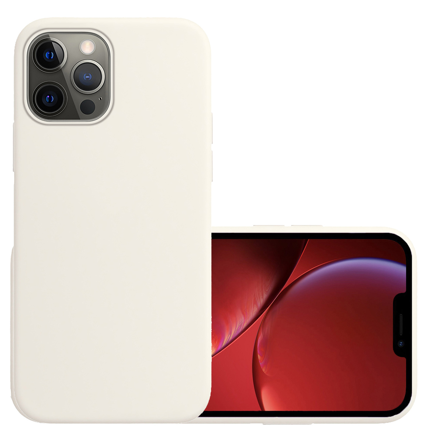 Hoes Geschikt voor iPhone 14 Pro Hoesje Cover Siliconen Back Case Hoes - Wit