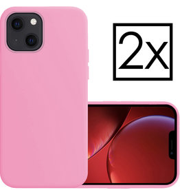 NoXx iPhone 14 Hoesje Siliconen - Lichtroze - 2 PACK