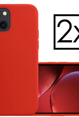 NoXx Hoes Geschikt voor iPhone 14 Hoesje Cover Siliconen Back Case Hoes - Rood - 2x