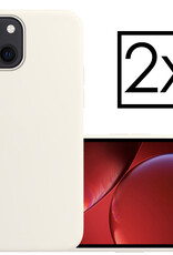 NoXx Hoes Geschikt voor iPhone 14 Hoesje Cover Siliconen Back Case Hoes - Wit - 2x