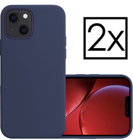 NoXx iPhone 14 Plus Hoesje Siliconen - Donkerblauw - 2 PACK