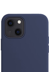 Hoes Geschikt voor iPhone 14 Plus Hoesje Cover Siliconen Back Case Hoes - Donkerblauw - 2x