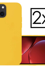Hoes Geschikt voor iPhone 14 Plus Hoesje Cover Siliconen Back Case Hoes - Geel - 2x