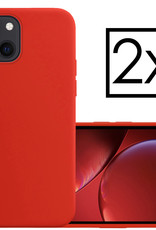 NoXx Hoes Geschikt voor iPhone 14 Plus Hoesje Cover Siliconen Back Case Hoes - Rood - 2x