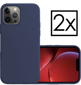 NoXx iPhone 14 Pro Hoesje Siliconen - Donkerblauw - 2 PACK