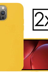 Hoes Geschikt voor iPhone 14 Pro Hoesje Cover Siliconen Back Case Hoes - Geel - 2x