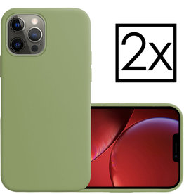 NoXx iPhone 14 Pro Hoesje Siliconen - Groen - 2 PACK
