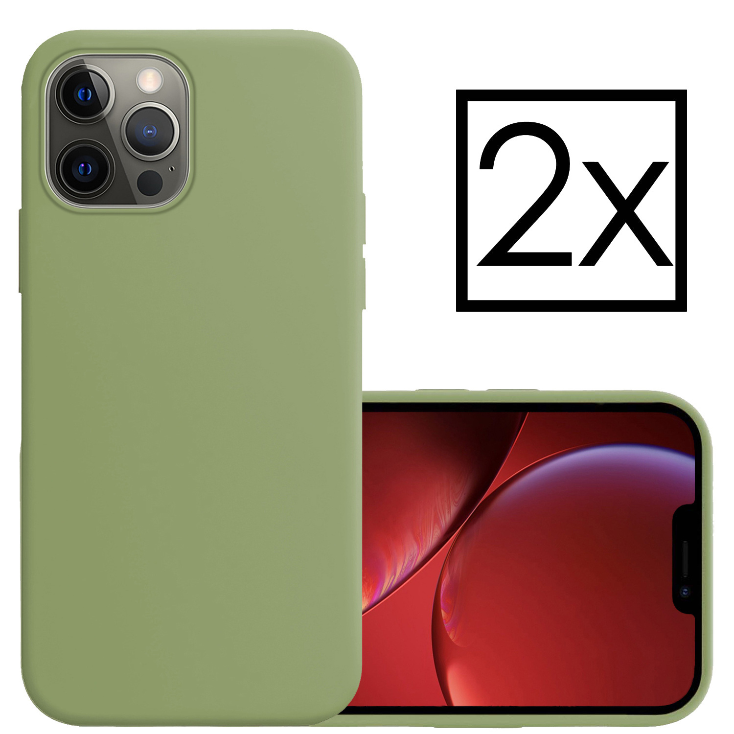Hoes Geschikt voor iPhone 14 Pro Max Hoesje Cover Siliconen Back Case Hoes - Groen - 2x
