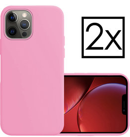 NoXx iPhone 14 Pro Max Hoesje Siliconen - Lichtroze - 2 PACK