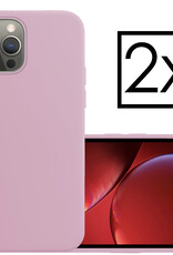 NoXx Hoes Geschikt voor iPhone 14 Pro Max Hoesje Cover Siliconen Back Case Hoes - Lila - 2x