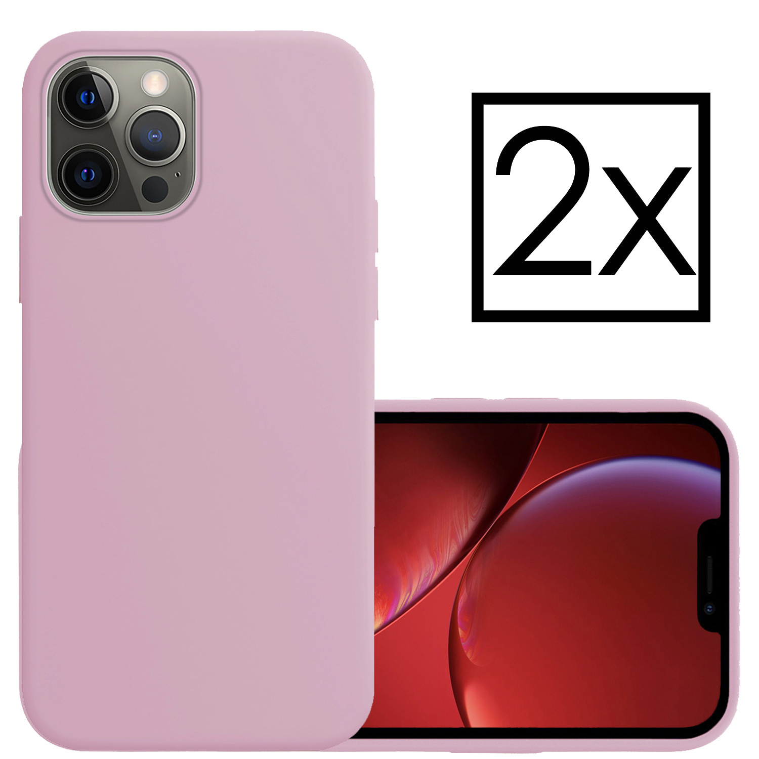Hoes Geschikt voor iPhone 14 Pro Max Hoesje Cover Siliconen Back Case Hoes - Lila - 2x