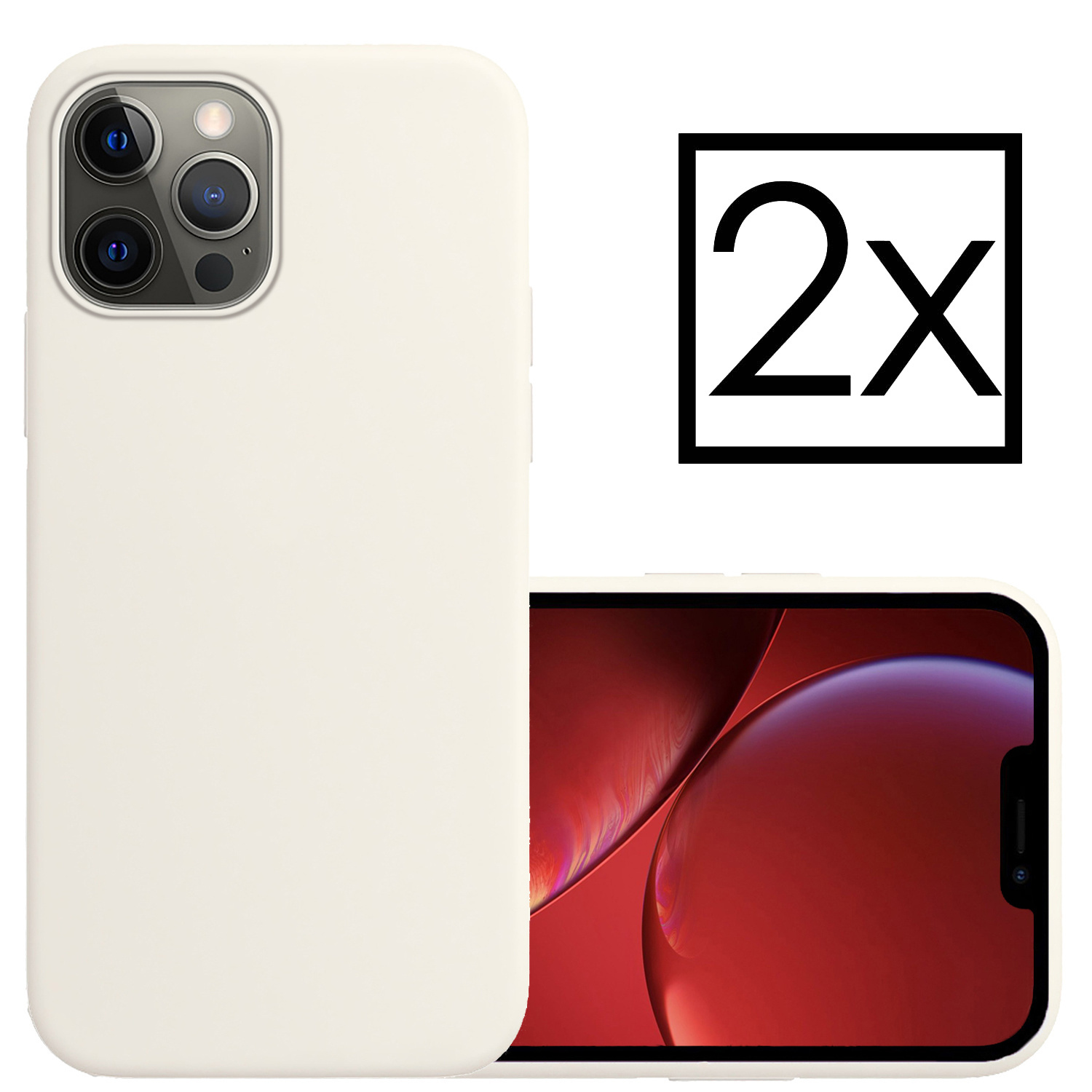 NoXx Hoes Geschikt voor iPhone 14 Pro Max Hoesje Cover Siliconen Back Case Hoes - Wit - 2x