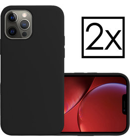 NoXx iPhone 14 Pro Max Hoesje Siliconen - Zwart - 2 PACK