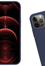 Hoesje Geschikt voor iPhone 14 Pro Hoesje Siliconen Cover Case - Hoes Geschikt voor iPhone 14 Pro Hoes Back Case - Donkerblauw