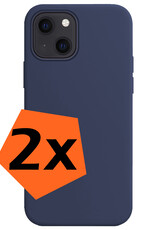 Hoesje Geschikt voor iPhone 14 Hoesje Siliconen Cover Case - Hoes Geschikt voor iPhone 14 Hoes Back Case - 2-PACK - Donkerblauw