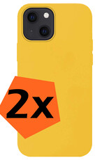 Hoesje Geschikt voor iPhone 14 Hoesje Siliconen Cover Case - Hoes Geschikt voor iPhone 14 Hoes Back Case - 2-PACK - Geel