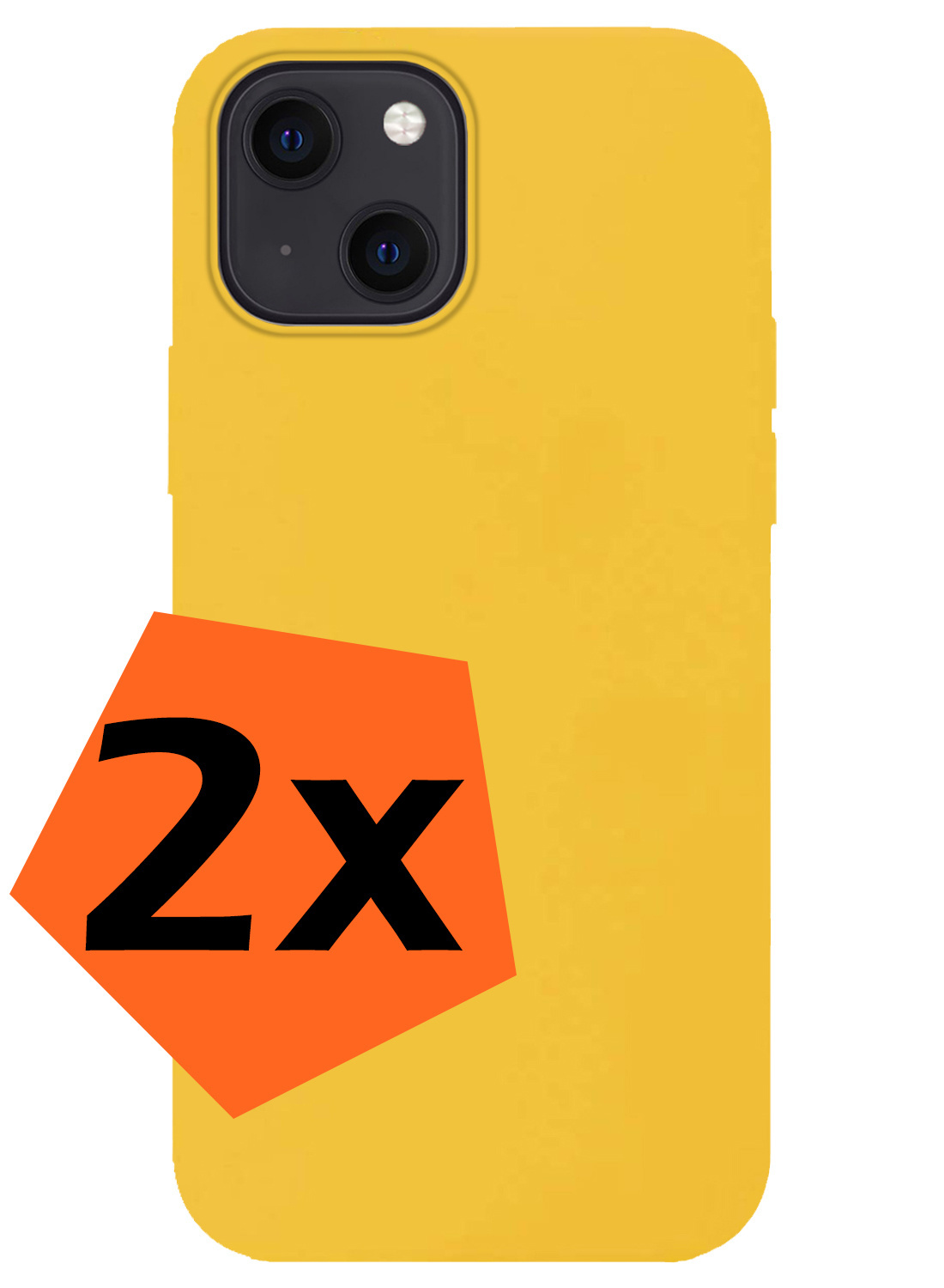 Nomfy Hoesje Geschikt voor iPhone 14 Hoesje Siliconen Cover Case - Hoes Geschikt voor iPhone 14 Hoes Back Case - 2-PACK - Geel