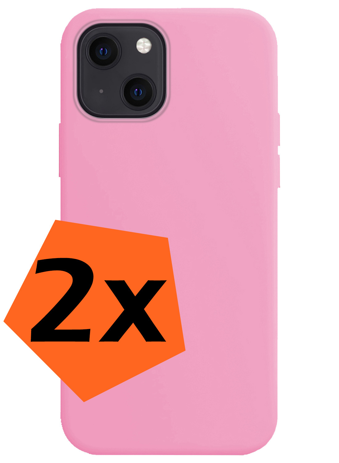 Nomfy Hoesje Geschikt voor iPhone 14 Hoesje Siliconen Cover Case - Hoes Geschikt voor iPhone 14 Hoes Back Case - 2-PACK - Lichtroze