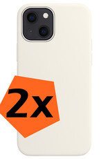 Hoesje Geschikt voor iPhone 14 Hoesje Siliconen Cover Case - Hoes Geschikt voor iPhone 14 Hoes Back Case - 2-PACK - Wit