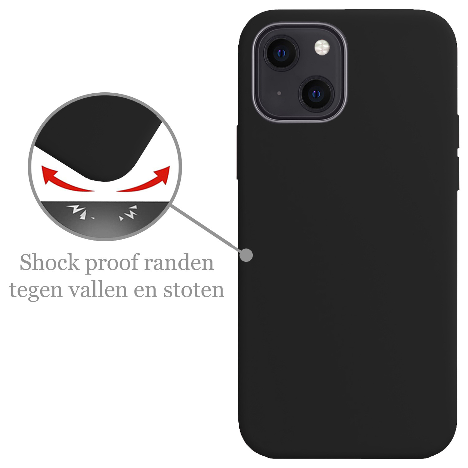 Hoesje Geschikt voor iPhone 14 Hoesje Siliconen Cover Case - Hoes Geschikt voor iPhone 14 Hoes Back Case - 2-PACK - Zwart