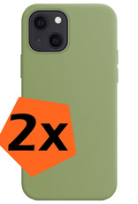 Hoesje Geschikt voor iPhone 14 Plus Hoesje Siliconen Cover Case - Hoes Geschikt voor iPhone 14 Plus Hoes Back Case - 2-PACK - Groen