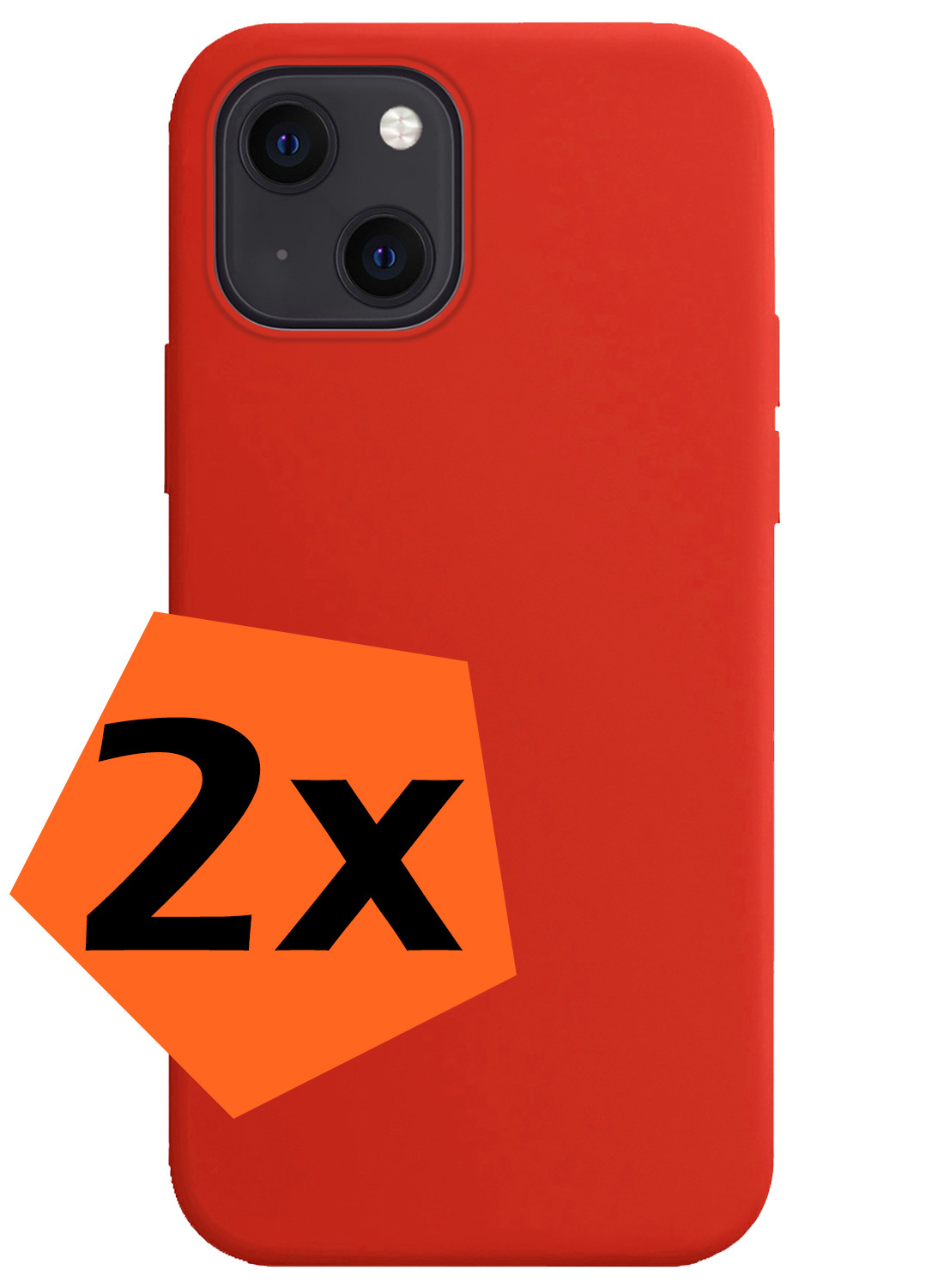 Nomfy Hoesje Geschikt voor iPhone 14 Plus Hoesje Siliconen Cover Case - Hoes Geschikt voor iPhone 14 Plus Hoes Back Case - 2-PACK - Rood