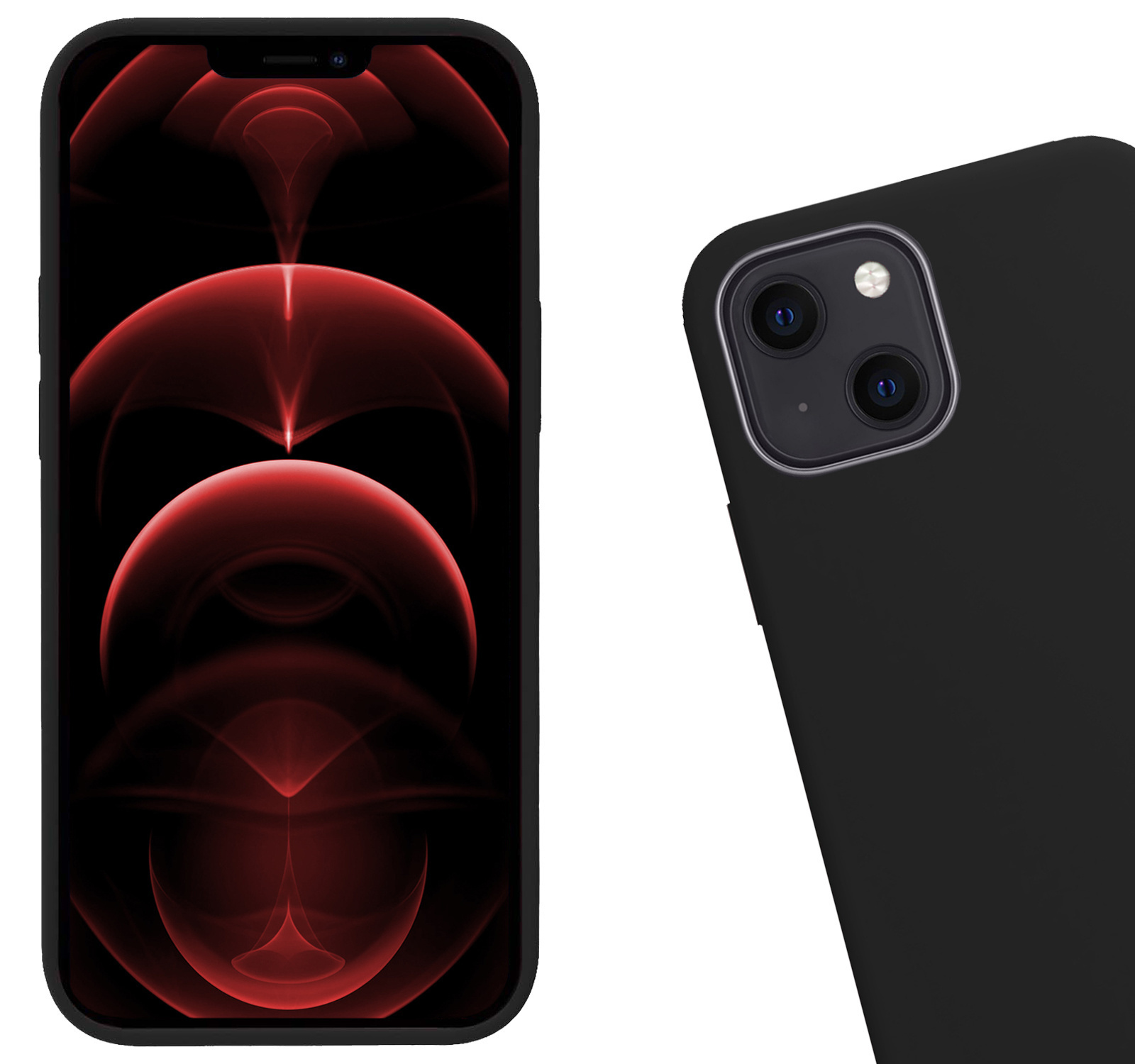 Hoes voor iPhone 14 Plus Hoesje Siliconen Case Back Cover - Hoes voor iPhone 14 Plus Hoes Cover Silicone - Zwart - 2X