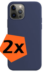 Nomfy Hoesje Geschikt voor iPhone 14 Pro Hoesje Siliconen Cover Case - Hoes Geschikt voor iPhone 14 Pro Hoes Back Case - 2-PACK - Donkerblauw